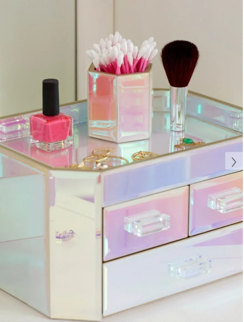Pottery Barn Teen Iridescent Mirrored Jewelry & Makeup Organizer - Multi-Drawer